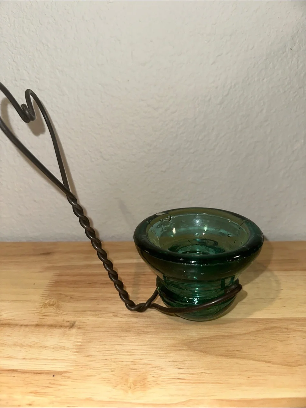 Vintage Green Glass Insulator Hanging Candle Holder / Planter Wall Decor